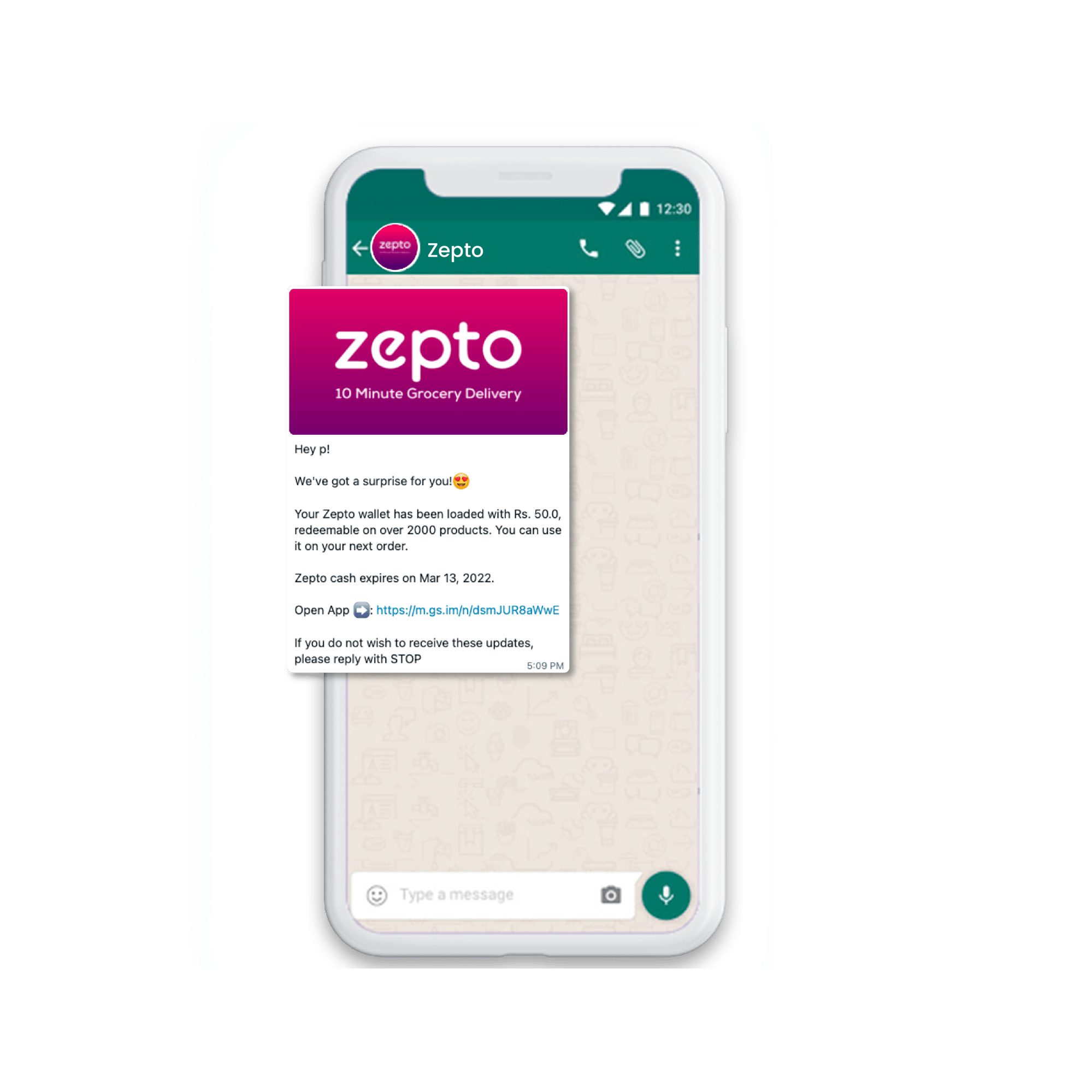 Zepto WhatsApp chat