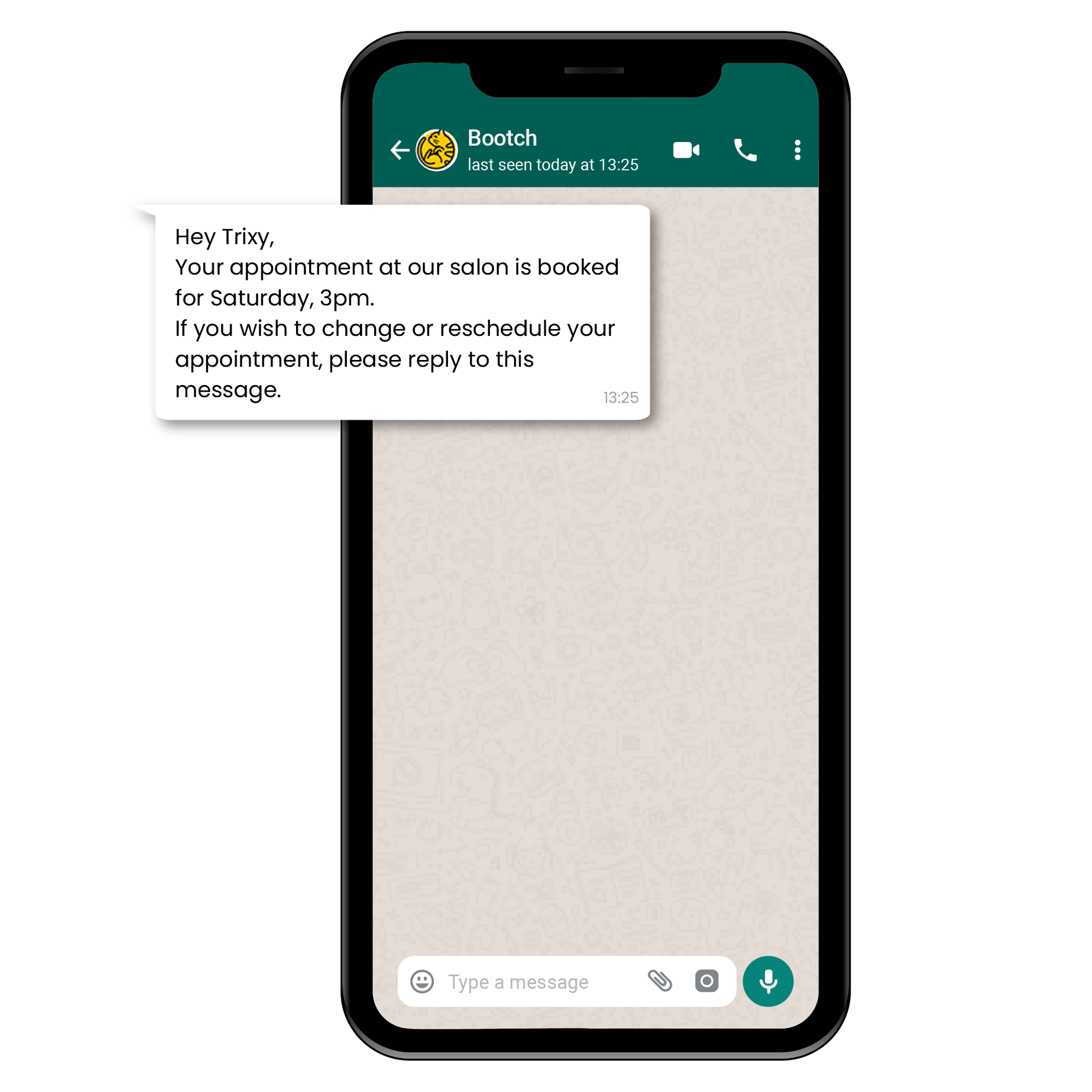 Appointment update on WhatsApp
